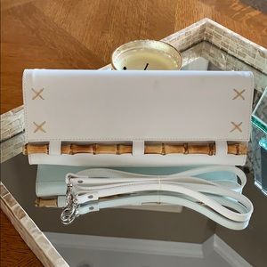 NWT CLAUDIA FIRENZE white leather purse/clutch
